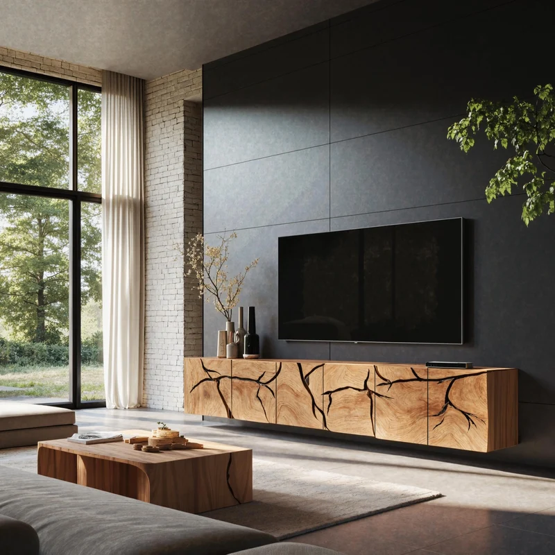 Spry Interior Handcrafted Rustic Solid Wood TV Cabinet, Media Console Board & Entertainment Stand for Living Room Interiors, SILDTTRTVC064
