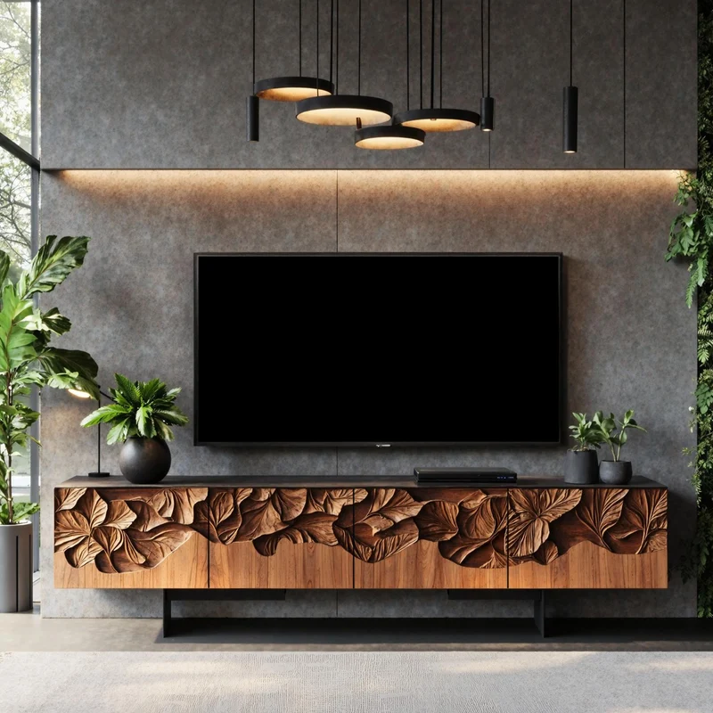 Farmhouse Wooden TV Console For Entryway Design SILDTTNTVC037