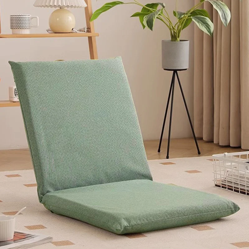Modern Minimalist Rectangular Cotton-Linen Cat-Claw Leather Steel Folding Adjustable Accent Chair Backrest Armless For Living Room