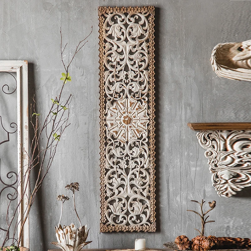 Traditional Vintage MDF Distressed Hollow-Carved Rectangular Wall Decor Rustic American Farmhouse Accent For Living Room