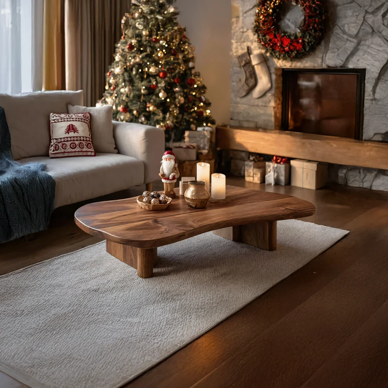 Spry Interior Farmhouse Solid Wood Coffee Table, Rustic Low Profile Entryway Bench & Living Room Wood Cocktail Accent Table SILDTTRCCF001