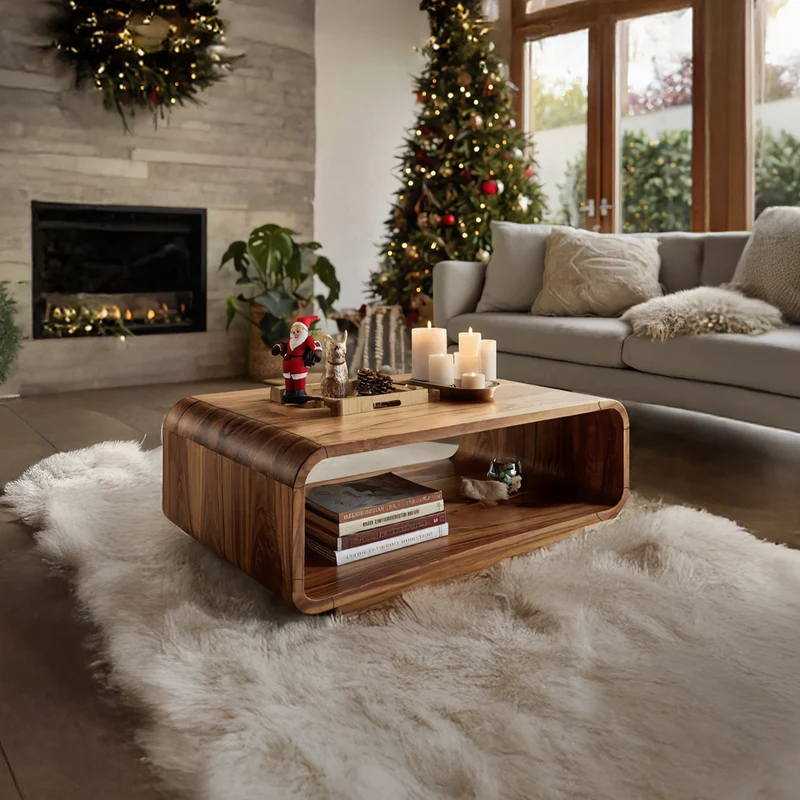 Spry Interior Rustic Farmhouse Solid Wood Coffee Table, Reclaimed Wooden Center Accent Table for Living Room Home Decor SILDTTRCCF015