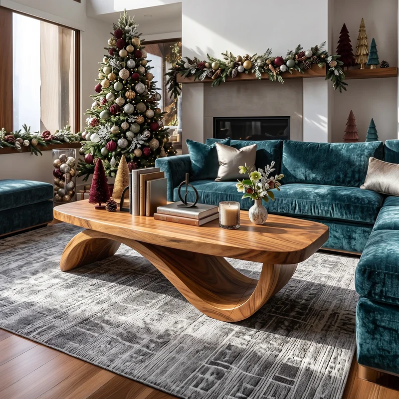 Farmhouse Live Edge Coffee Table Rustic For Holiday Furniture Use SILDTTRCCF019