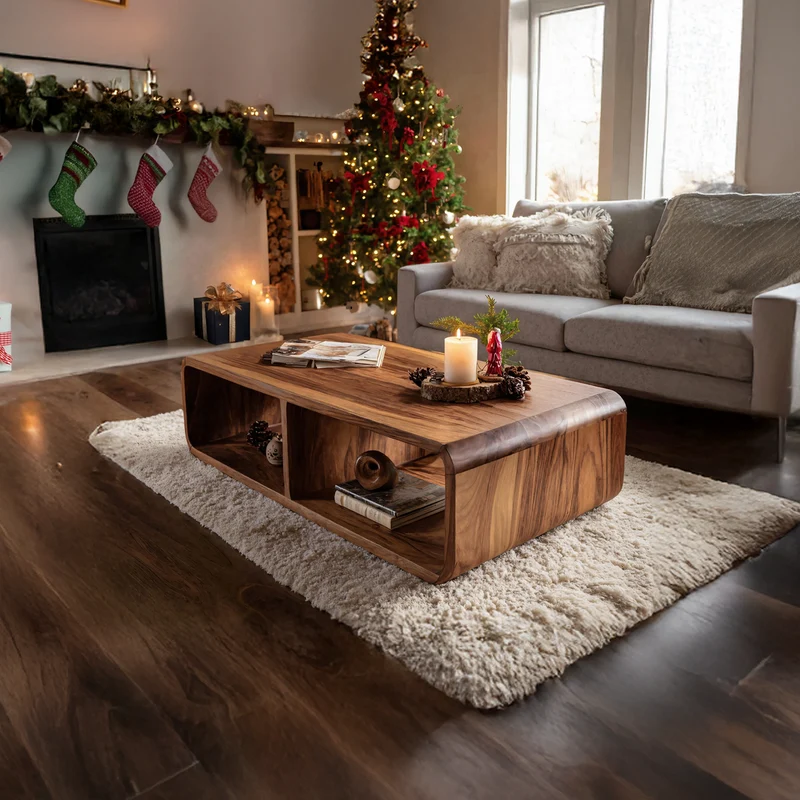 Spry Interior Handcrafted Live Edge Coffee Table, Solid Wood Slab Tree Trunk Accent Table for Modern Living Room, SILDTTRCCF037