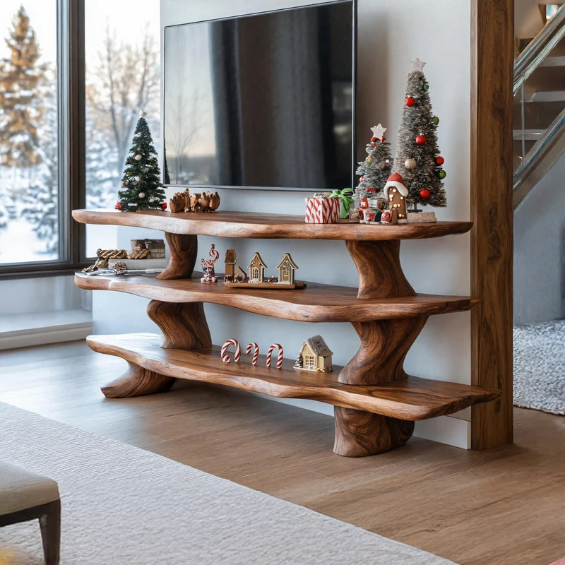 Mid Century Solid Wood TV Console For Holiday Bedroom Decor SILDTTNCTV023