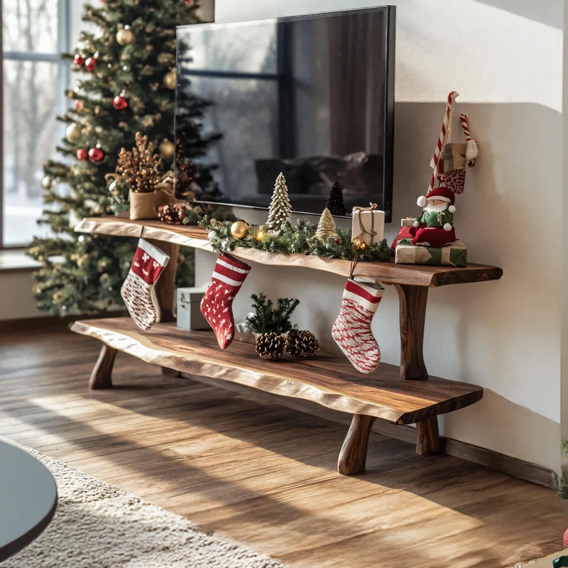 Spry Interior Handcrafted Solid Wood TV Console, Live Edge Media Stand & Bedroom Entertainment Center, SILDTTNCTV025