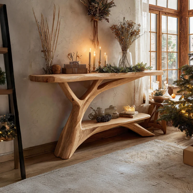 Spry Interior Mid-Century Wooden Console Table, Solid Wood Entryway Foyer Table, Retro Sofa Side display Table SILDTTNCSC010