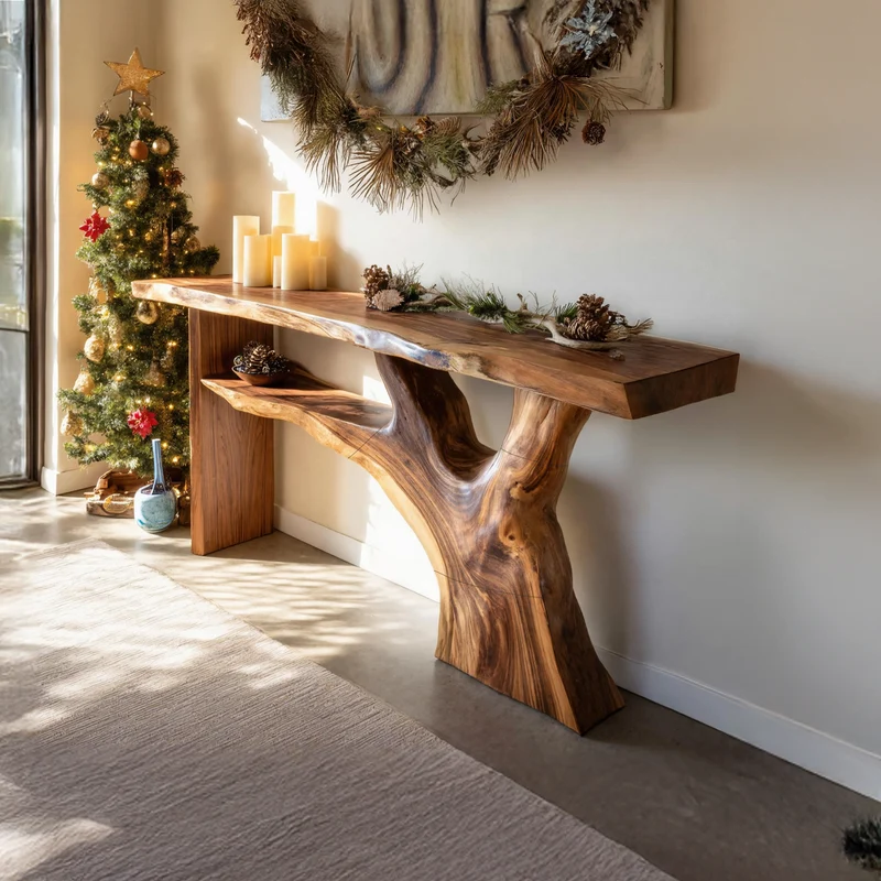 Spry Interior Mid-Century Solid Wood Console Table, Minimalist Hallway Entryway Table, Wooden Behind Sofa Accent Table SILDTTNCSC005