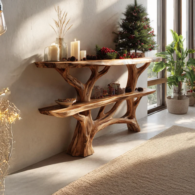 Spry Interior Modern Farmhouse Solid Wood Console Table, Contemporary Entryway Foyer Table, Wooden Behind Sofa Table SILDTTNCSC017