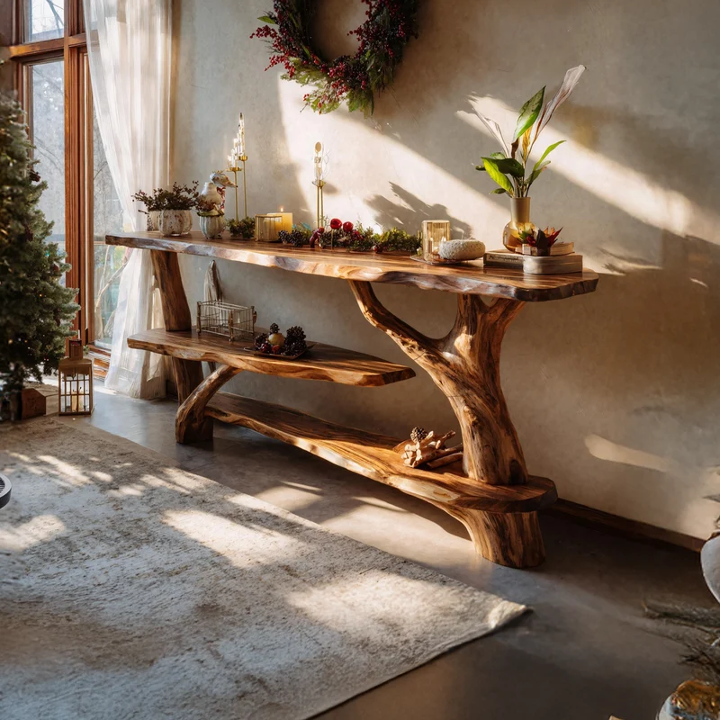 Spry Interior Farmhouse Wooden Console Table, Rustic Solid Wood Entryway Foyer Table, Behind Sofa Table for Living Room SILDTTNCSC013