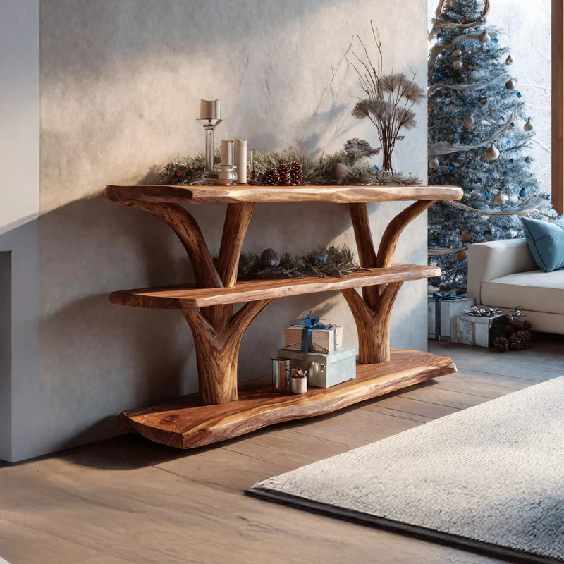 Spry Interior Handcrafted Solid Wood Console Table, Rustic Entryway Table, Modern Timber Behind Sofa Table for Bedroom Decor SILDTTRCSC015