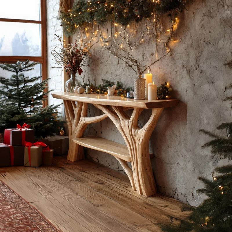 Spry Interior Farmhouse Solid Wood Console Table, Rustic Entryway Foyer Table, Behind Sofa Wood Display Table for Living Room SILDTTRCSC026