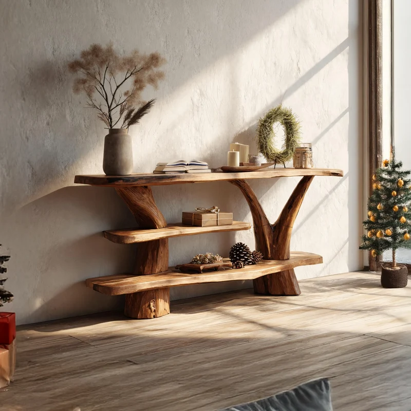 Spry Interior Handcrafted Solid Wood Console Table, Rustic Entryway Table, Behind Sofa Accent Table for Living Room & Bedroom SILDTTRCSC047