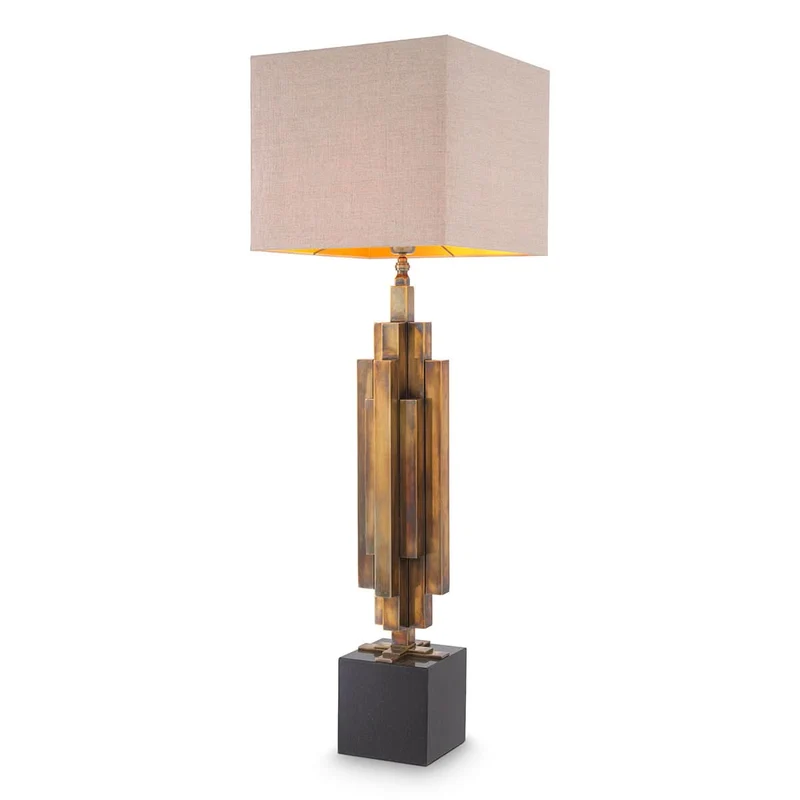 Eichholtz Tischleuchte Ellis – Vintage-Messing-Finish | Granitsockel
