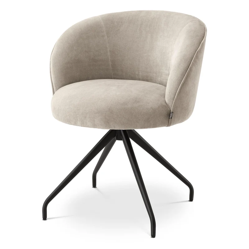 Eichholtz Dining Chair Masters – Clarck Sand | Schwarzes Drehgestell