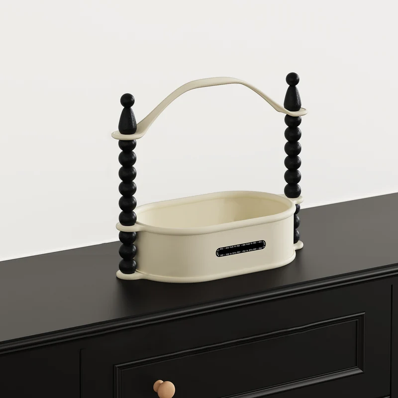 Contemporary Nordic High-Density Resin Oak Wood Oval Desktop Storage Shelf 1/2-Tier For Living Room & Entryway