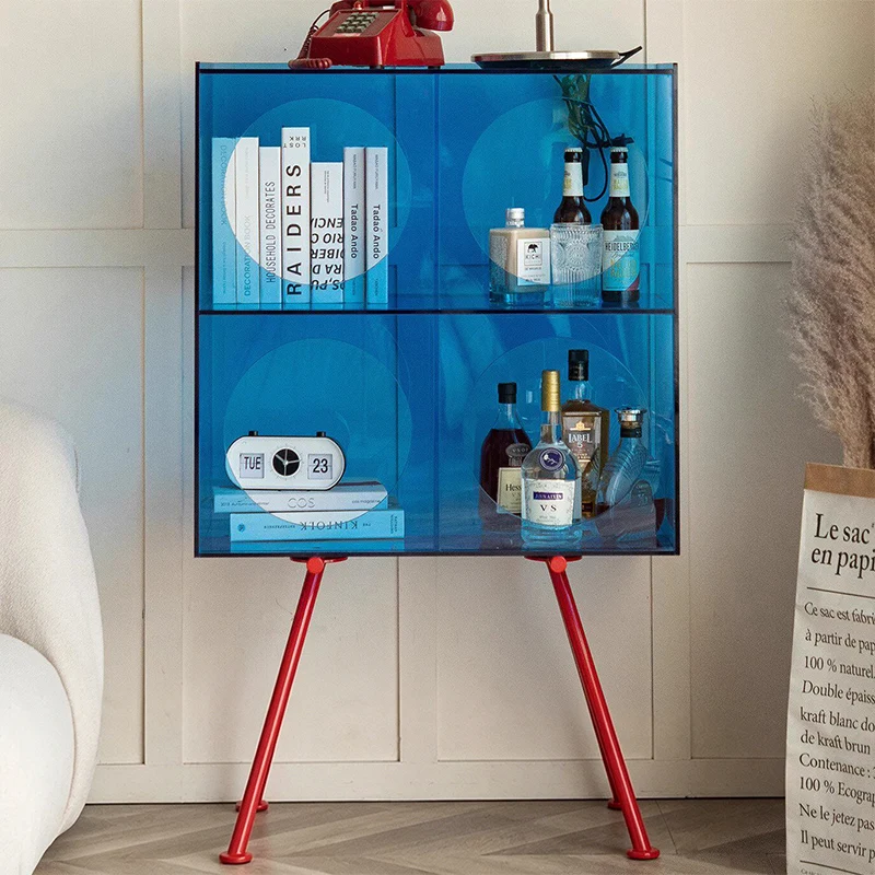 Modern Minimalist Acrylic Carbon Steel Rectangular Display Shelf 3-Tier Storage For Living Room