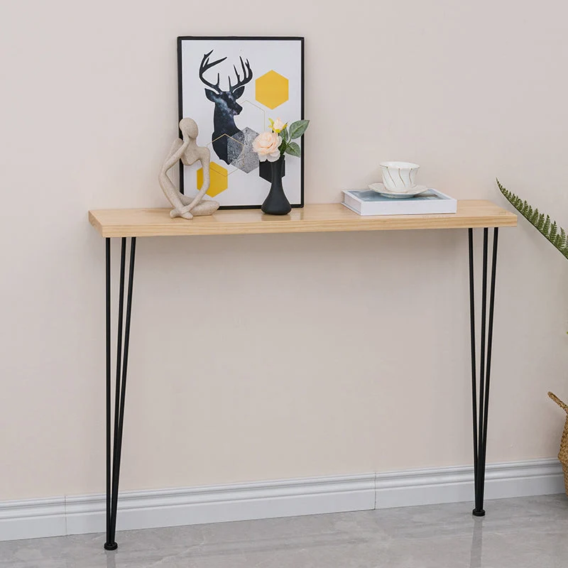Rectangle Solid Wood Console Table 31.49" High Accent Table with Iron Frame