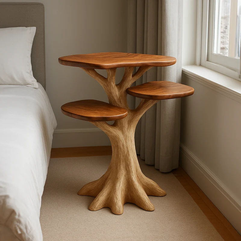 Spry Interior Rustic Tree Branch End Table, Handcrafted Wood Bedside Table & Accent Side Table for Bedroom Furniture Decor SINLKIBT136