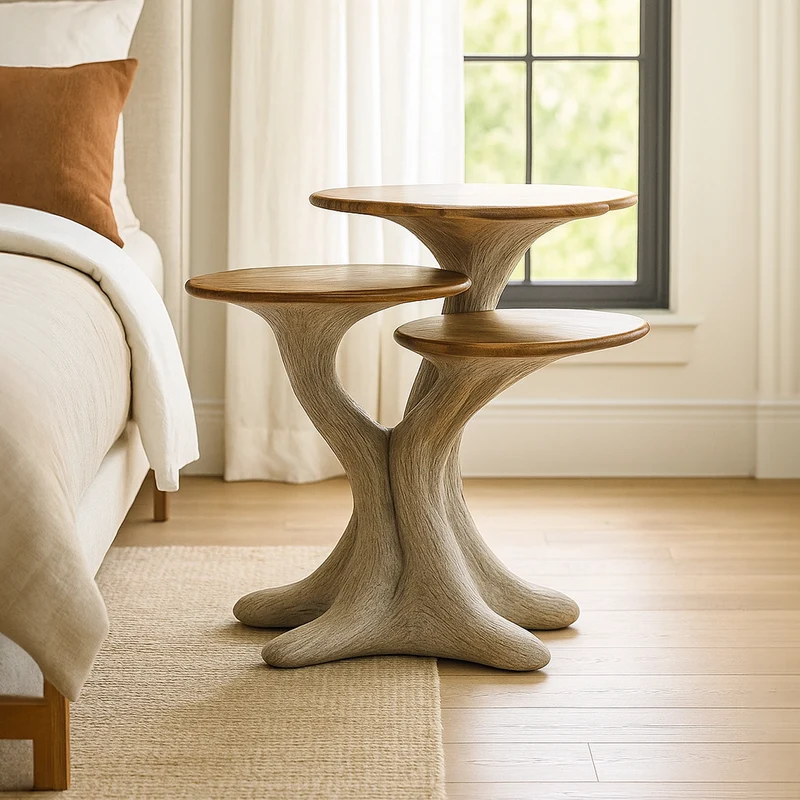 Spry Interior Rustic Tree Trunk End Table, Handcrafted Live Edge Wood Side Table & Accent Nightstand for Living Room, Bedroom SINLKIBT143