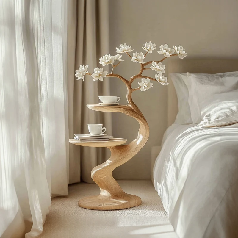 Rustic Tree Shape Side Table Bedroom Decor SINLKIBT155