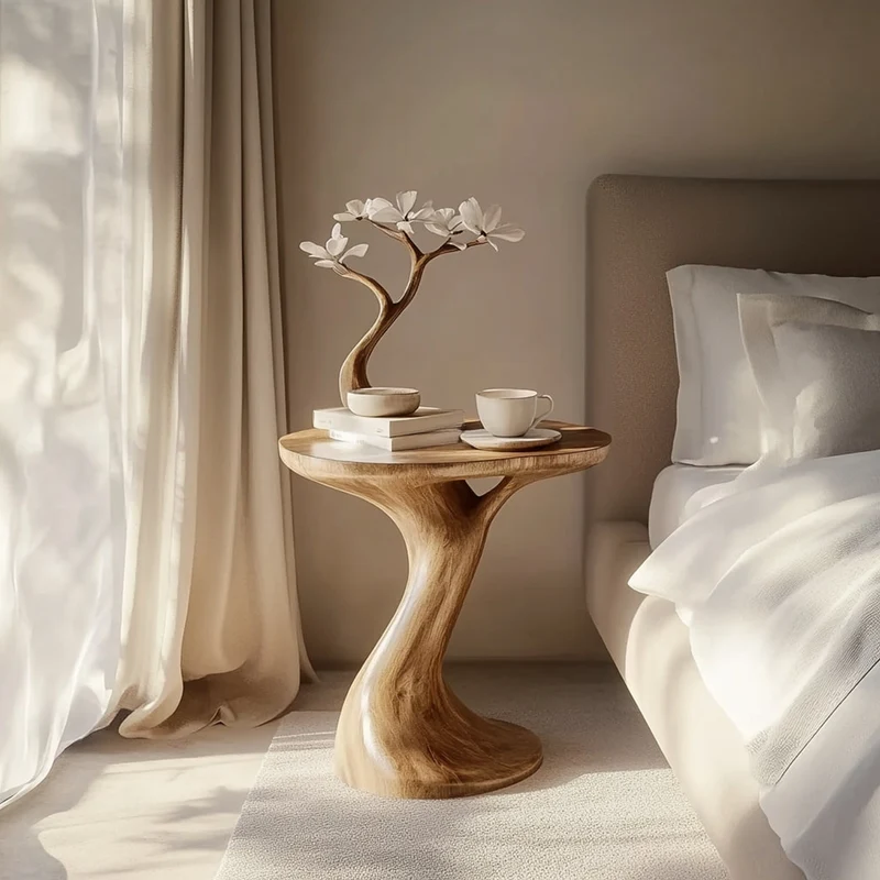 Spry Interior Handcrafted Rustic Tree Branch Nightstand, Unique Solid Wood Bedside Table & Entryway Accent End Table SINLKIBT164