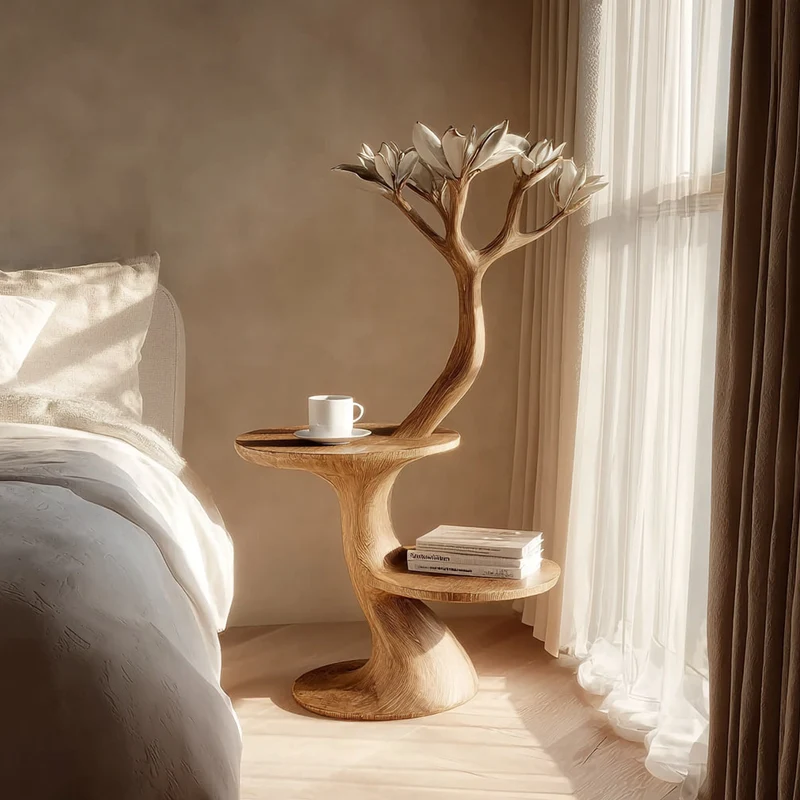 Rustic Tree Form Bedside Table Modern Bedroom SINLKIBT171
