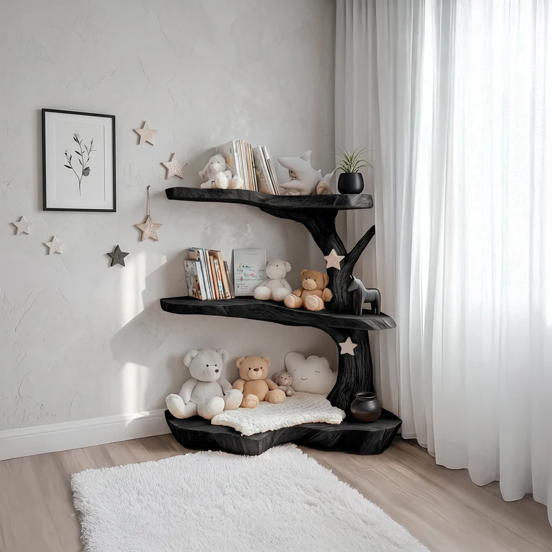 Rustic Tree Bookshelf Nursery Cozy Reading Corner SINLSATB319