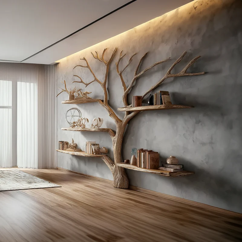 Rustic Tree Shaped Bookshelf Home Office Artistic Display SINLKITB323