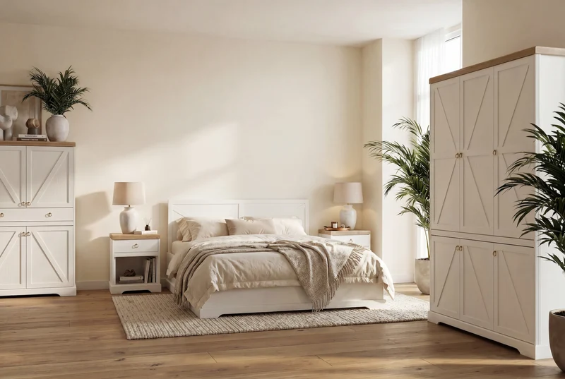 Bellmont Schlafzimmer-Set 5-teilig – Klassische Eleganz in Opalweiß / Cremona Eiche