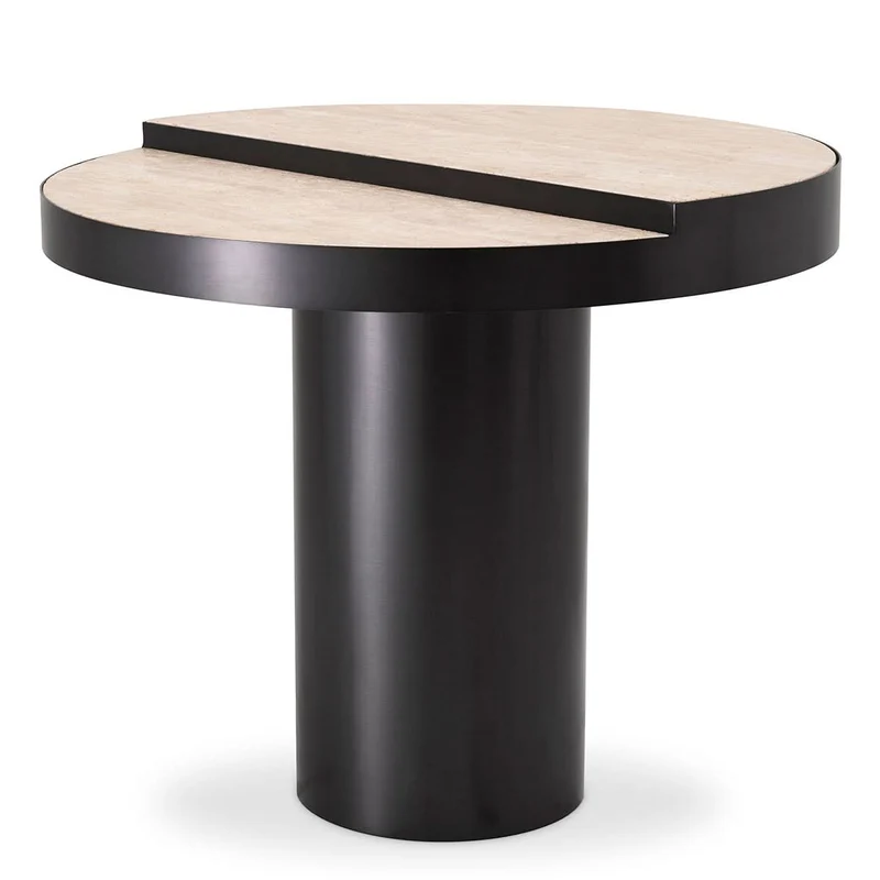 Eichholtz Beistelltisch Excelsior – Bronze-Finish | Travertin | Rund