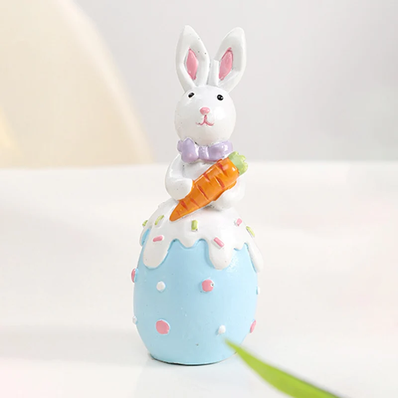 Contemporary Creative Resin Bunny Easter Decoration Figurine With Egg Accent For Living Room & Party Display