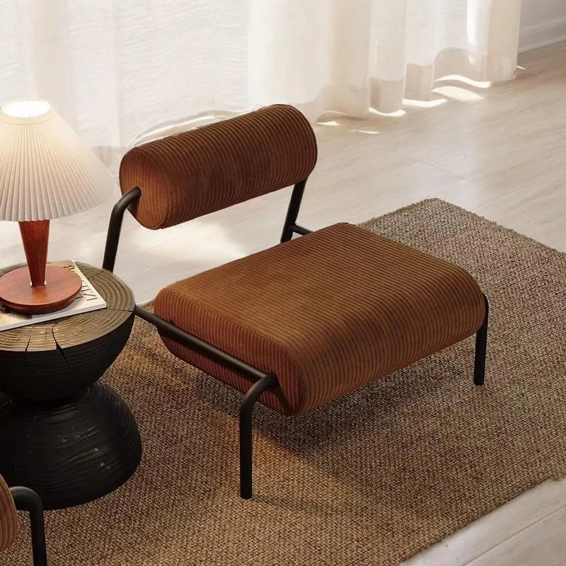 Contemporary Retro Carbon Steel Corduroy & Velvet Soft Spacious Seat Lounge Chair With Backrest For Living Room