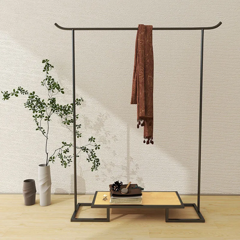 Modern Minimalist Iron Plywood Rectangular Hall Tree Clothes Storage With 1-Tier For Bedroom