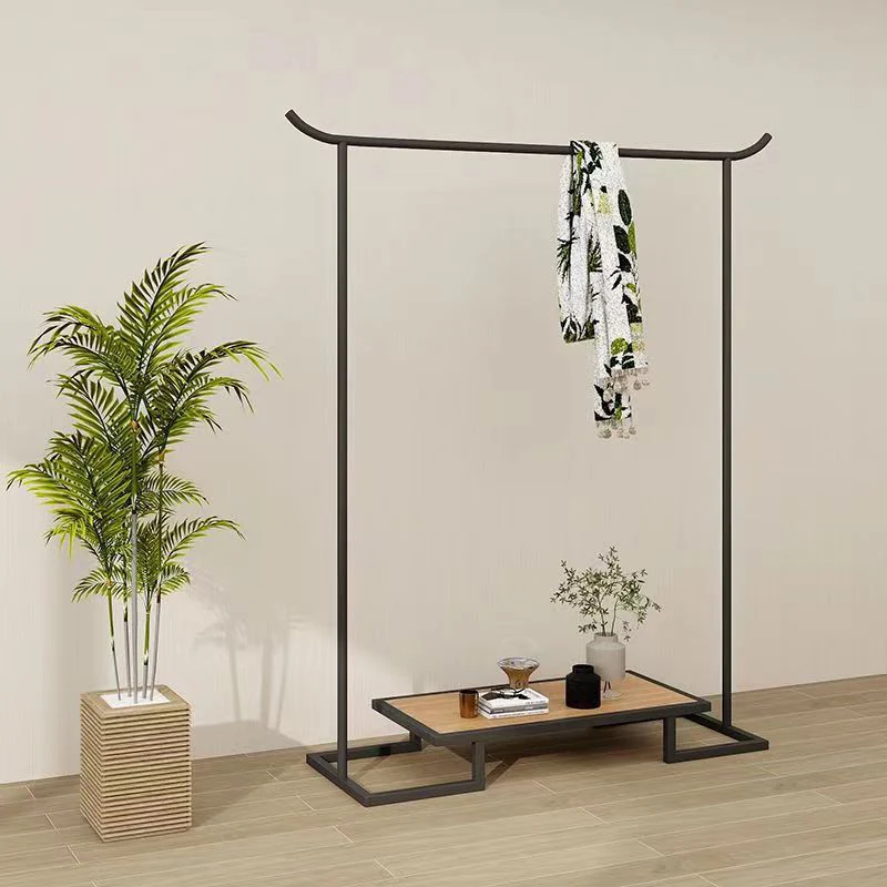 Modern Minimalist Iron Plywood Rectangular Hall Tree Clothes Storage With 1-Tier For Bedroom