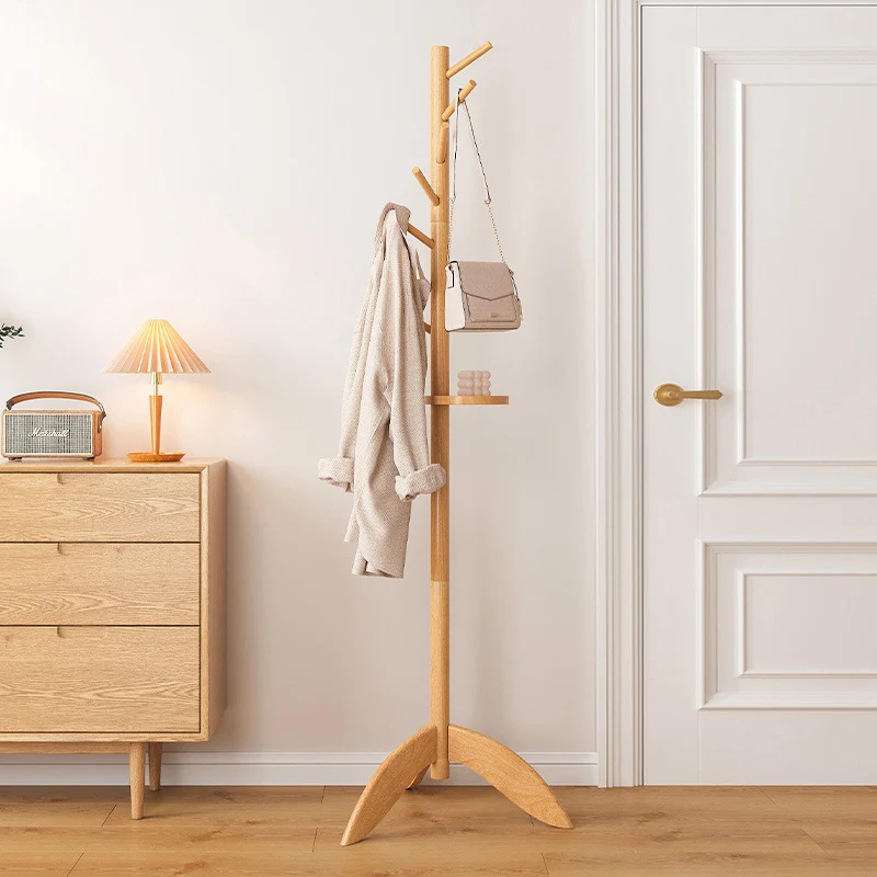 Modern Minimalist Solid Wood Rounded Hall Tree With 7/8 Hooks Stable Base For Bedroom & Entryway
