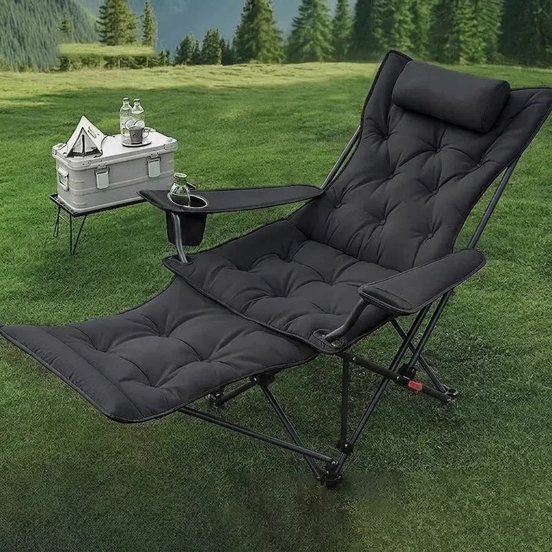 Modern Minimalist Oxford Fabric Carbon Steel Foldable Rectangular Reclining Chair Portable Folding Lounge Chair For Outdoor Patio