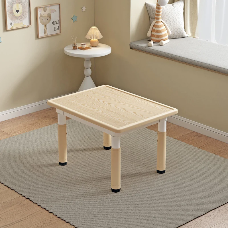 Modern Minimalist MDF PP Cylinder Rectangular Kids Study Table Chair Set With Adjustable Height For Living Room