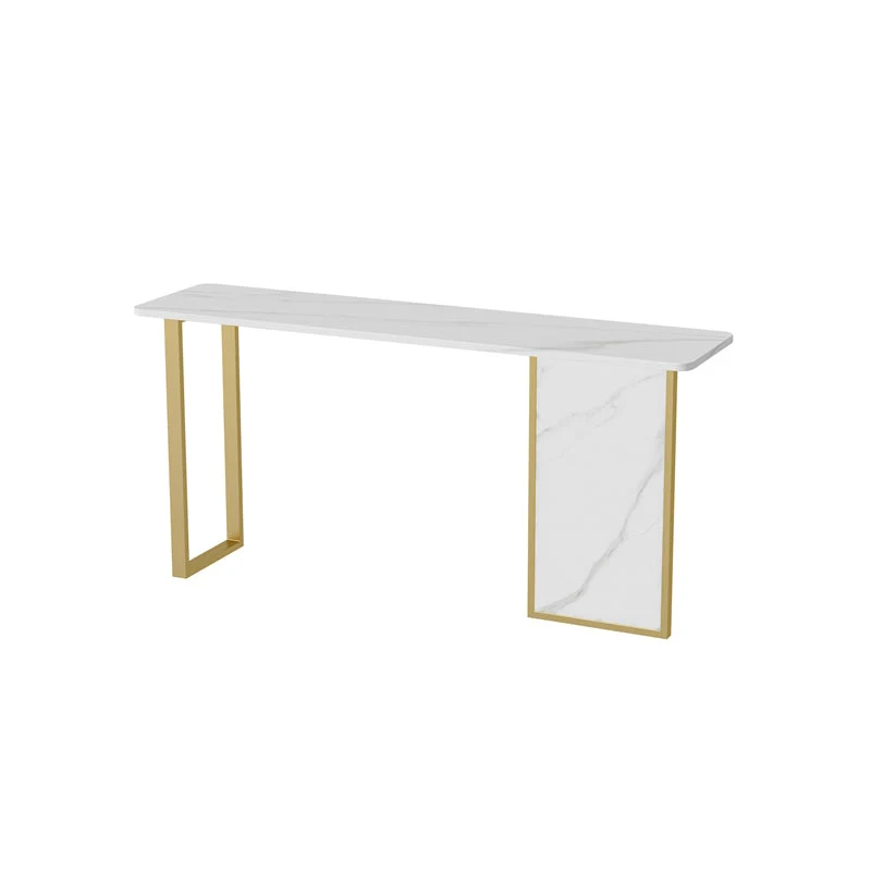 Iron Base Accent Table 31.5" H with Rectangle Stone Top for Hall