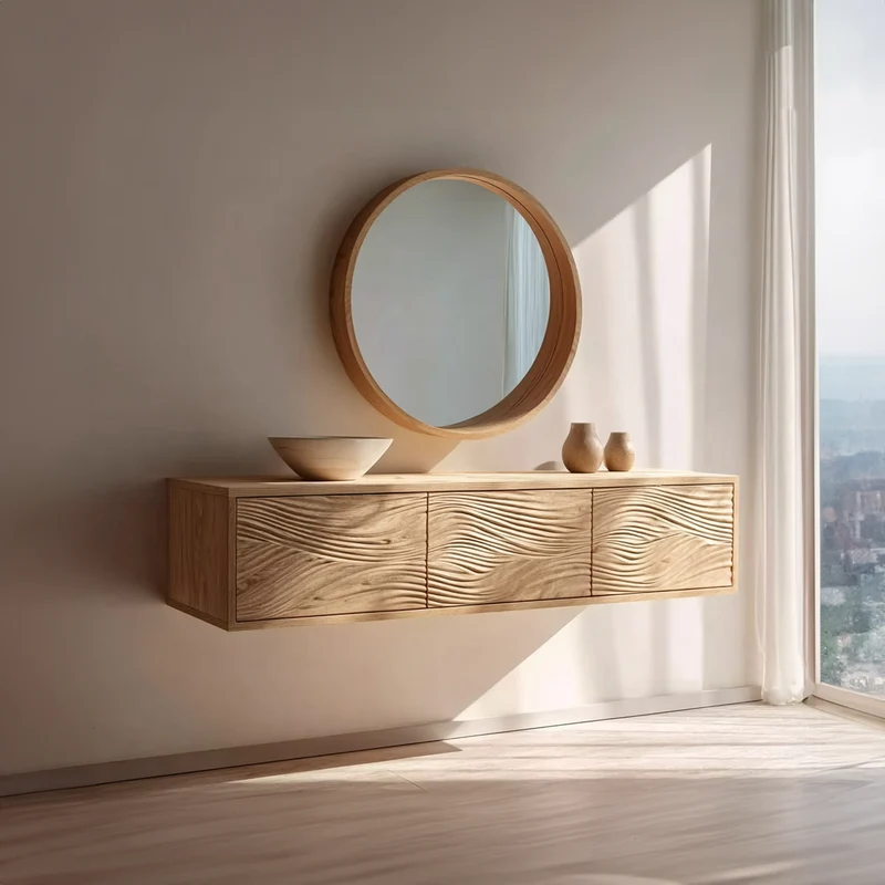 Mid Century Floating Vanity Storage Bathroom SINLKIBRV180