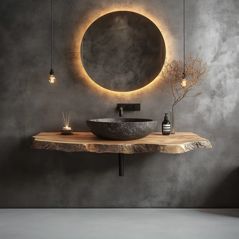 Rustic Wall Mounted Bathroom Vanity Modern Living SINLKIBRV184