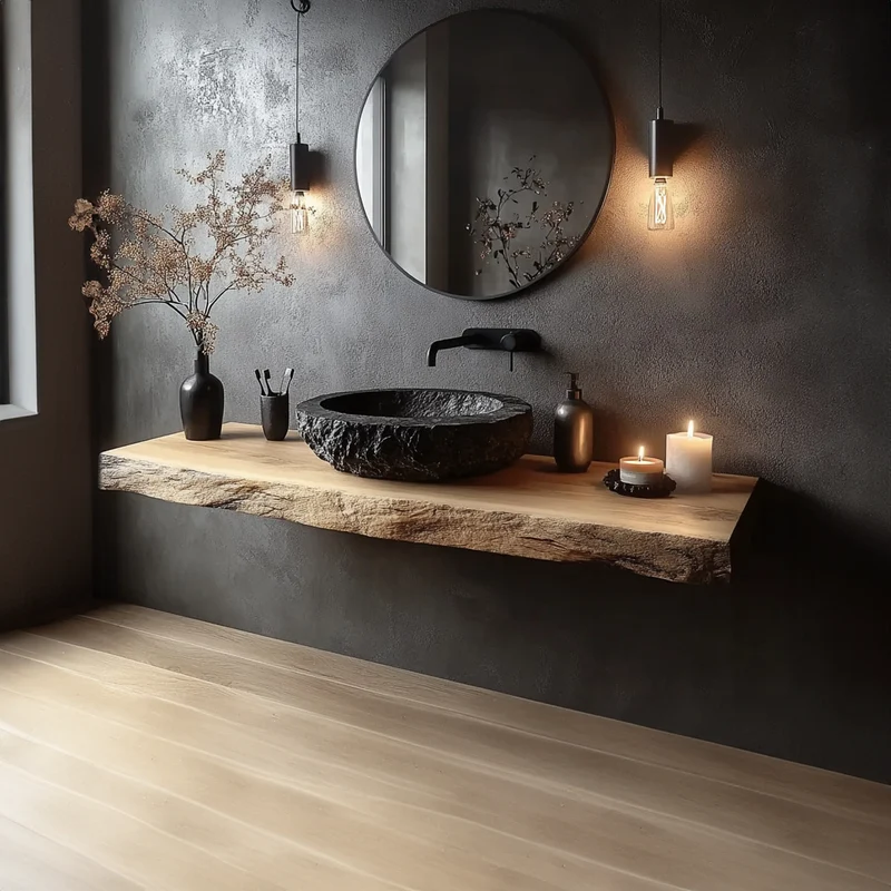 Rustic Wall Mounted Bathroom Vanity Powder Room SINLKIBRV191
