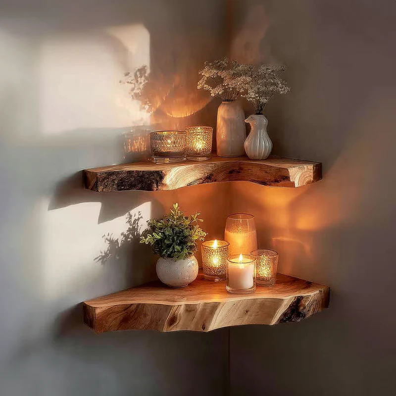 Rustic Corner Floating Shelf Reading Nook SINLKIFL158