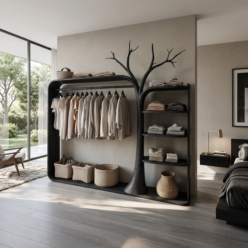 Rustic Clothing Stand Tree Shaped Bedroom Mudroom Entryway SINLSATCR037