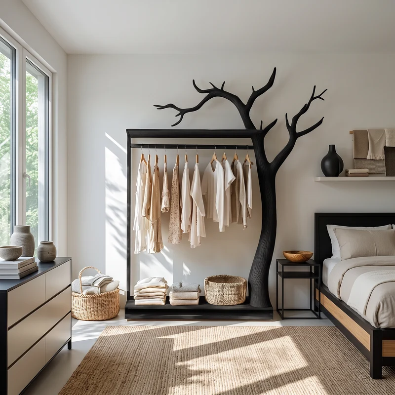 Rustic Clothing Rack Bedroom Hallway Entryway SINLSATCR041