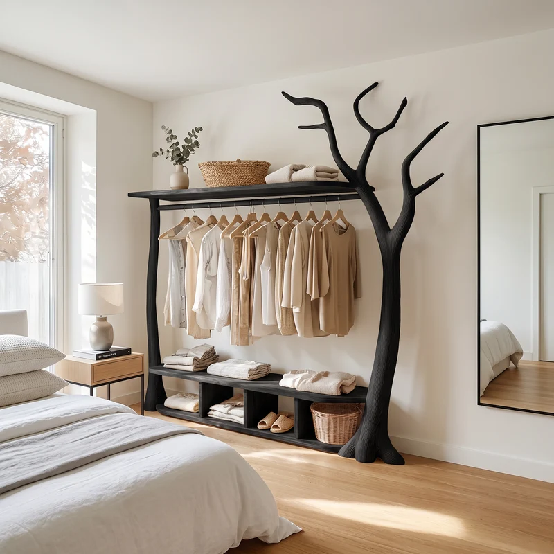 Rustic Tree Clothing Stand Bedroom Mudroom Entryway SINLSATCR040