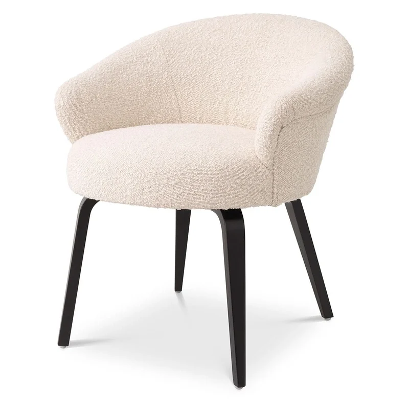 Eichholtz Esszimmerstuhl Moretti – Bouclé Creme | Schwarze Beine