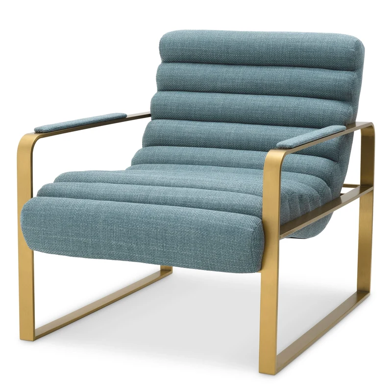 Eichholtz Sessel Olsen – Gebürstetes Messing-Finish | Scalea Blau
