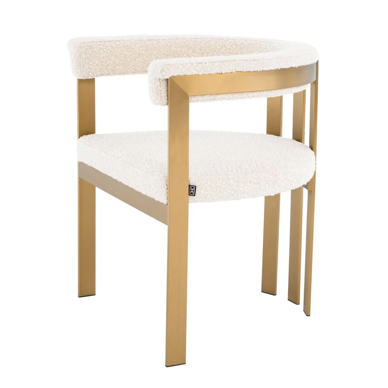 Eichholtz Stuhl Clubhouse – Gebürstetes Messing mit Bouclé Creme