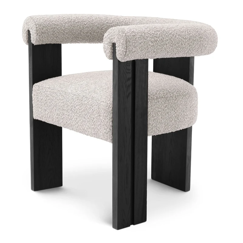 Eichholtz Stuhl Percy – Bouclé Grau mit schwarzem Gestell